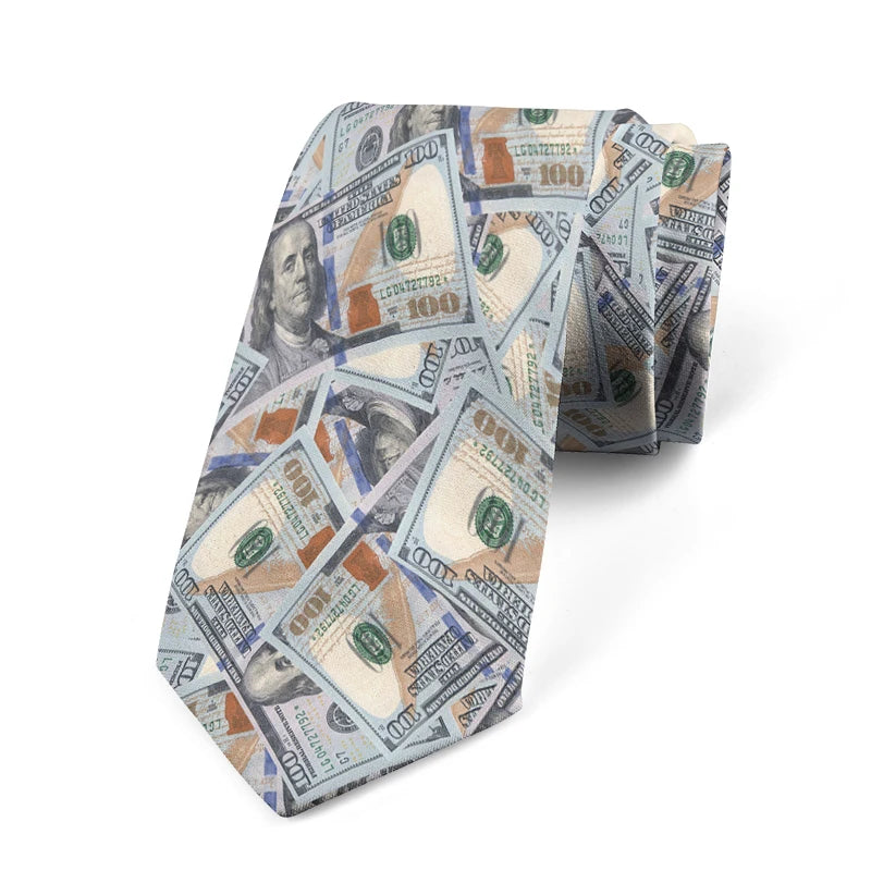 Interesting Dollar Pattern Printing Wide Tie Fashion Business Shirt Qme style1