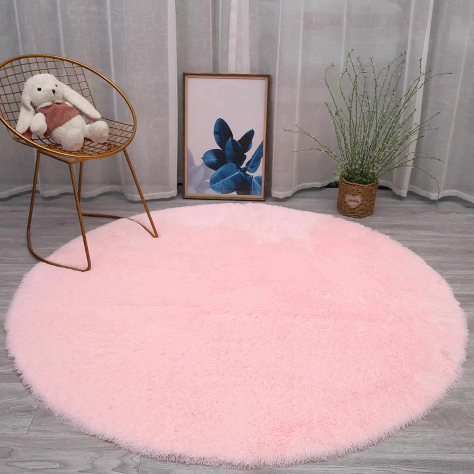 Wool Imitation Sheepskin Rugs Faux Non Slip Bedroom Shaggy Carpet Mats Multi Color Solid Soft Circular Carpets Qme Pink