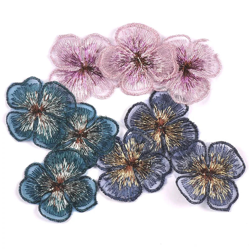 20Pcs/Lot Flower Lace Patches For Hat Clothing Embroidery Mesh Appliques For Handmade Sewing Accessories Wedding Decor 57x47mm Qme