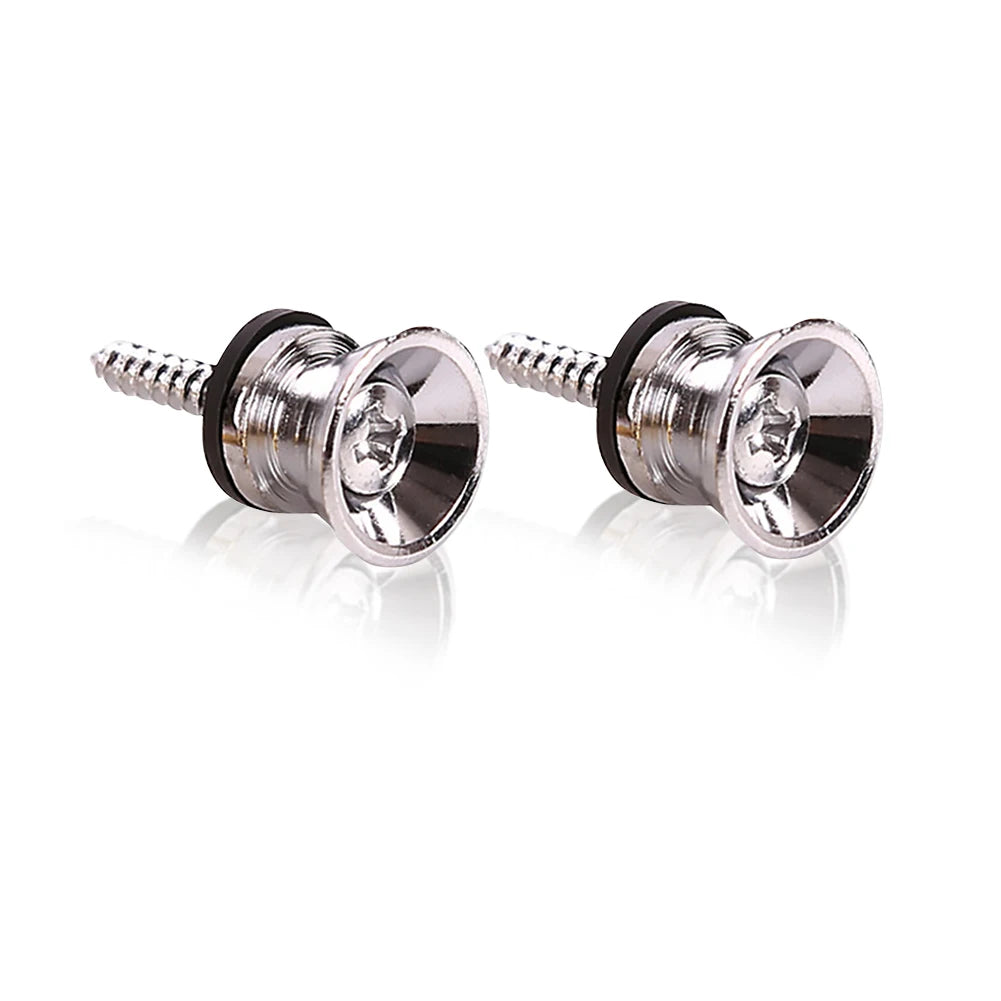 2pcs Metal Guitar Pegs for Folk Ukulele Guitar Strap Buckle Button End Lock Pins Stringed Instruments Accessories Qme Silver