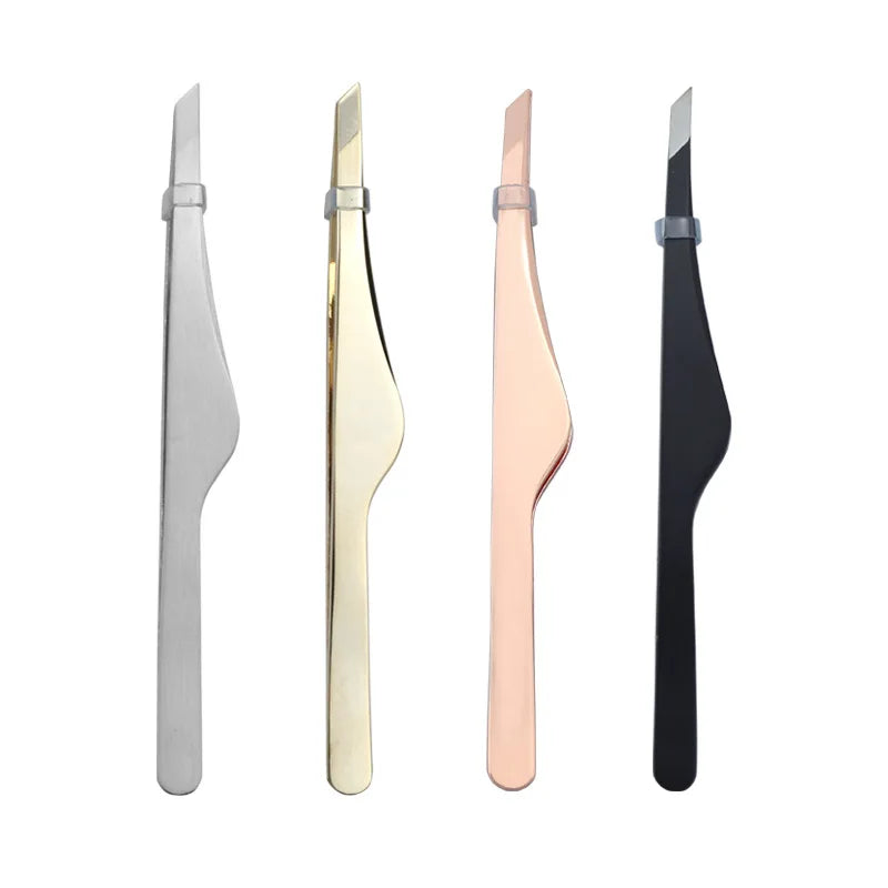 Hair Removal Tweezers Stainless Steel Eyebrow Slant Tip Point Flat Qme