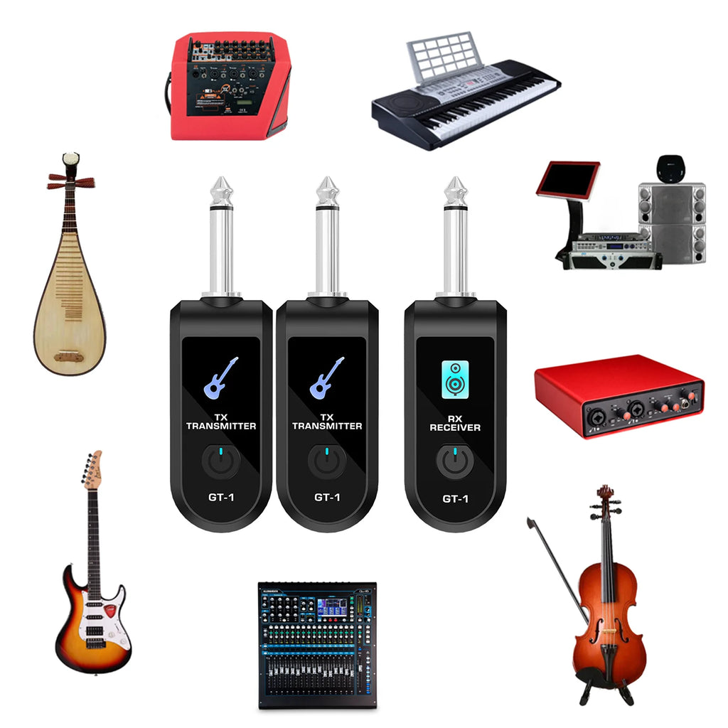2.4G Wireless Guitar Audio Transmitter Receiver with Precise Sound Rechargeable Digital Guitar System for Electric Guitar Bass ﻿ Qme
