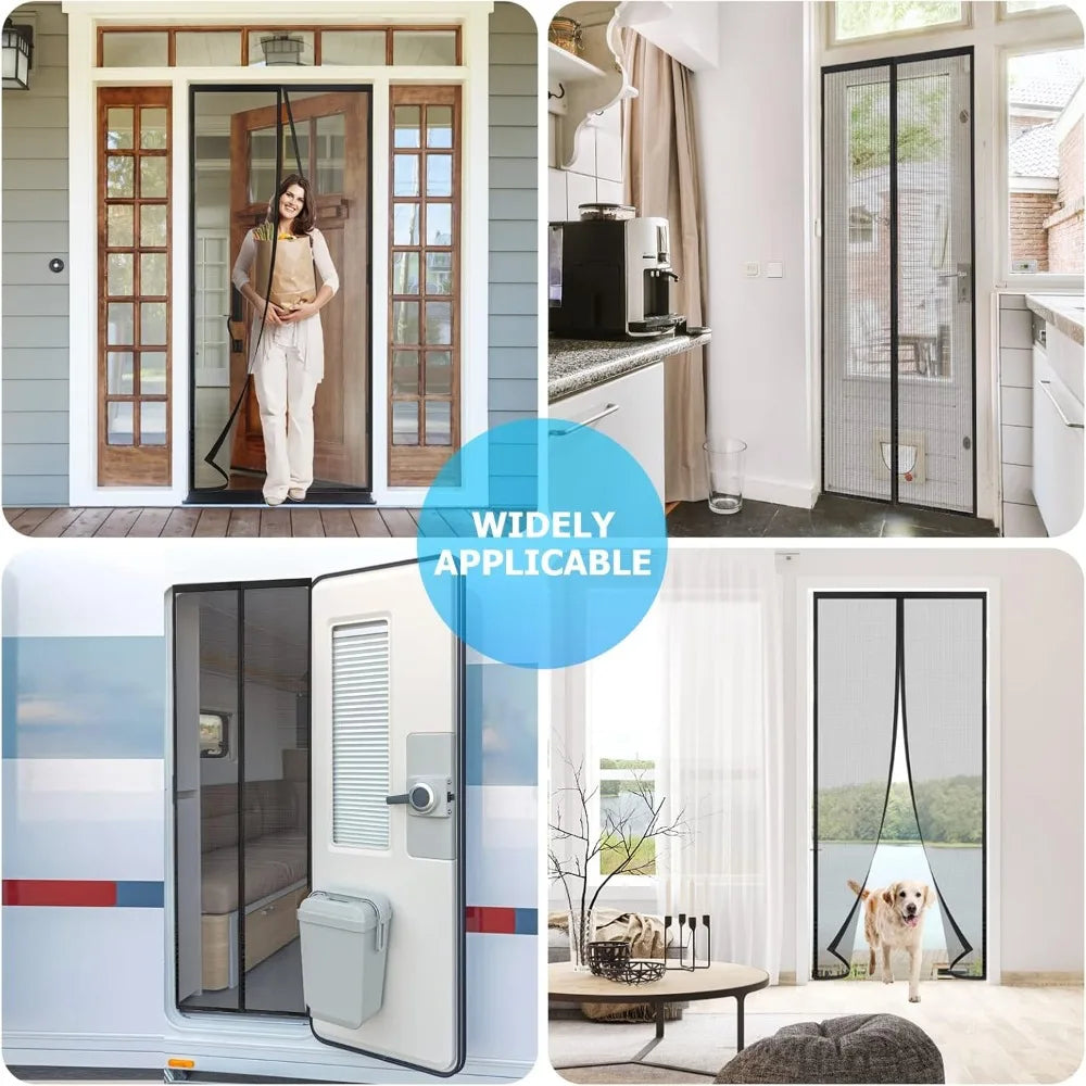 Heavy Duty Magnetic Door Mesh Curtain Anti-Mosquito Automatic Closing Mute Door Netting Home Ventilation Partition Mesh Curtain Qme