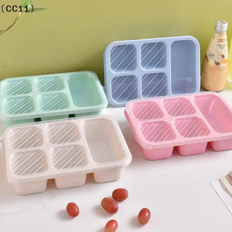 Bento Lunch Box Reusable 5 Compartment Lid Compatible Snack Qme