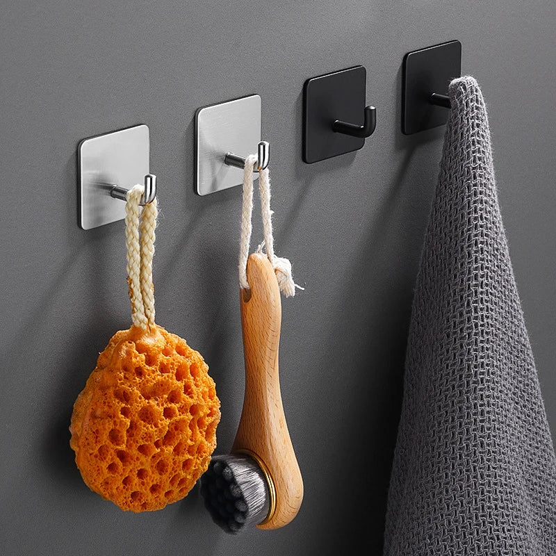 Adhesive Hooks Wall Racks Clothes Behind Bathroom Doors Stainless Qme