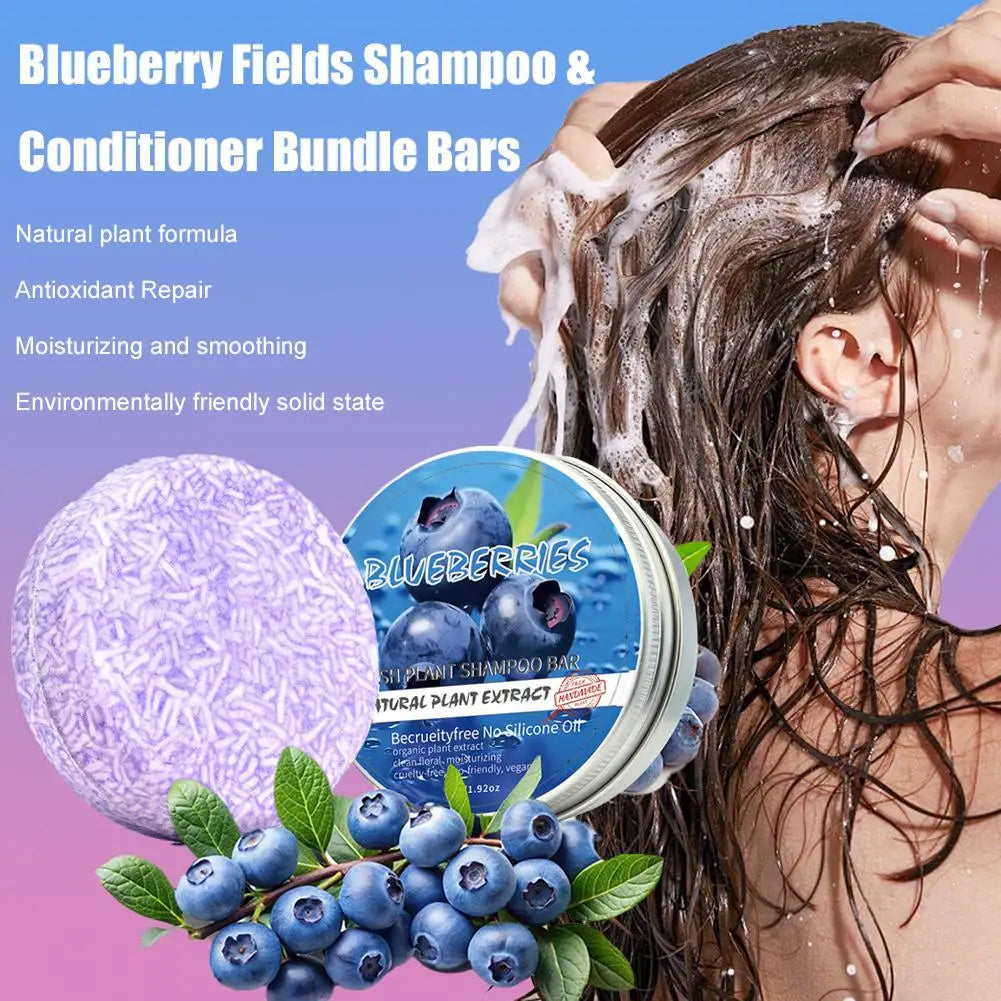 Blueberry Shampoo Soap Handmade Solid Hair Thinning Deep Cleansing Qme