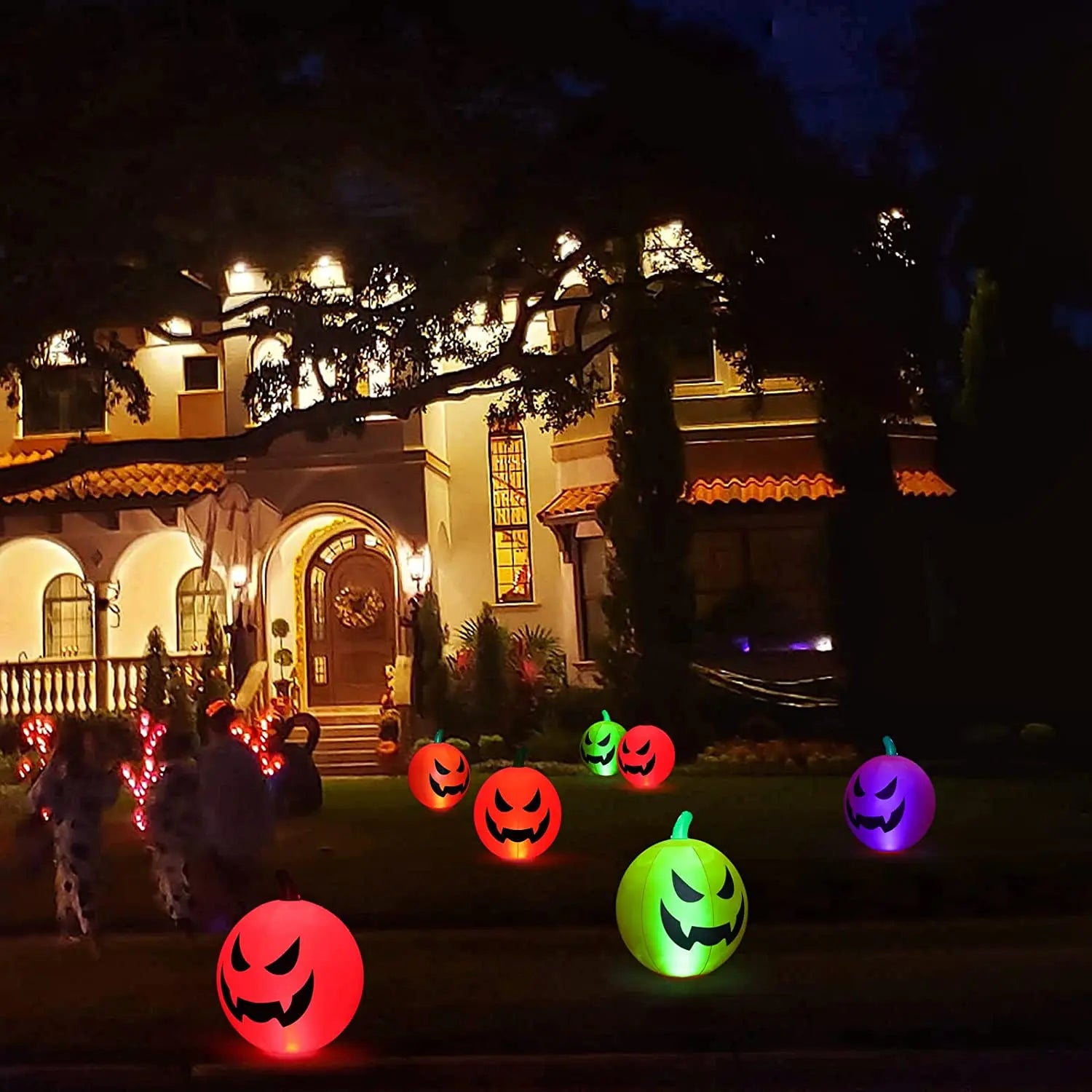 16-24 inch LED remote-controlled light-up inflatable pumpkin balls for Halloween outdoor courtyard party decoration props Qme