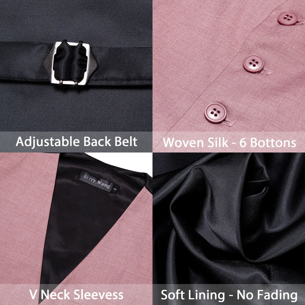 Men's Plaid Suit Vest V-neck Formal Waistcoat Tie Hankerchief Qme