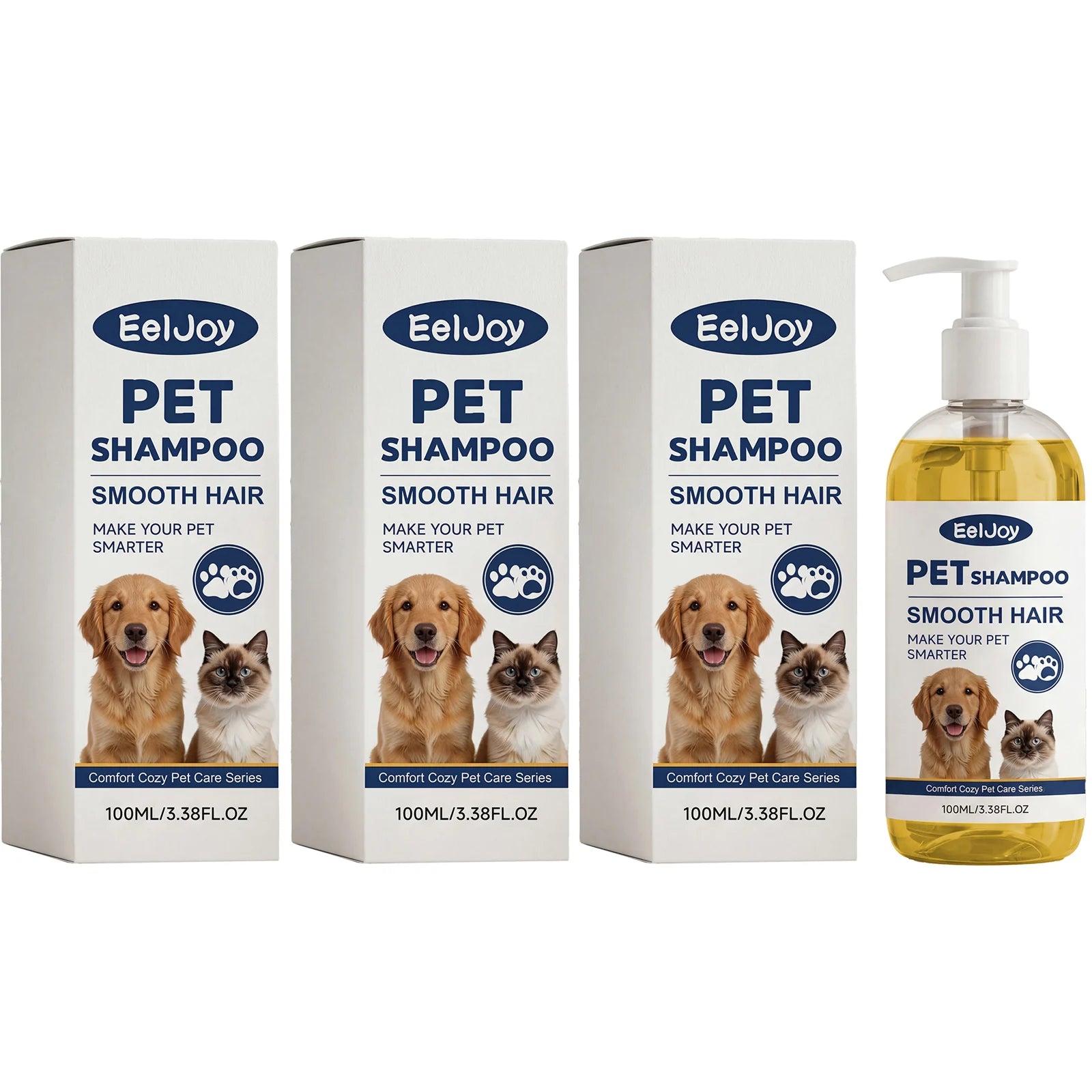 Coconut Oil Pet Shampoo Cleaning Fur Eliminate Odor Smoothing & Softening Hair Natural Formula Moisturizing Pet Hair Conditioner Qme 3 x 100ml Boxed