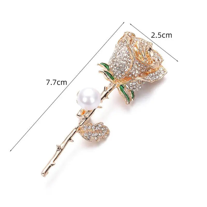 Elegant Gold Color Rose Flower Brooches For Women Alloy Rhinestone Bouquet Brooch Wedding Coat Dress Decoration Gifts Qme A1