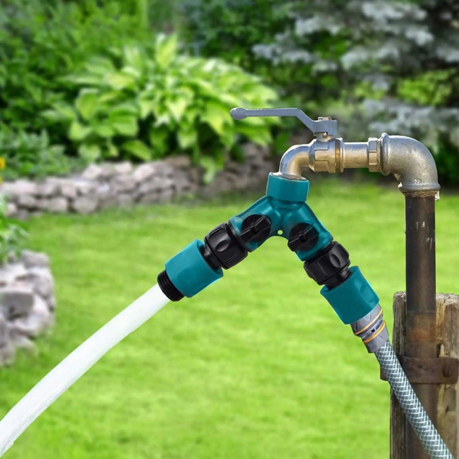 Water Hose Splitter Extension Hose Splitting Fittings Quick On/Off Outdoor Faucet Splitter Hose Adapter For Public Green Spaces Qme