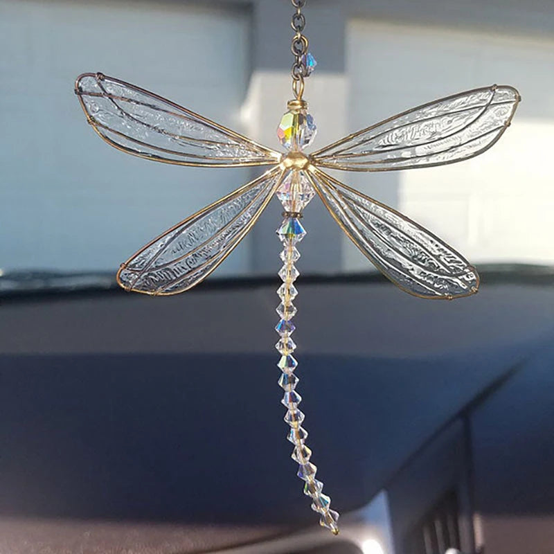 Metal Wing Dragonfly Crystal Suncatcher Garden Wind Chimes Butterfly Qme