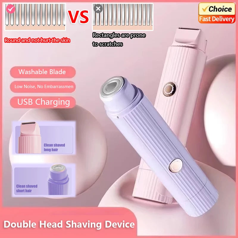 2026 2in1 Electric Razor Women Painless Hair Removal Rechargeable Qme