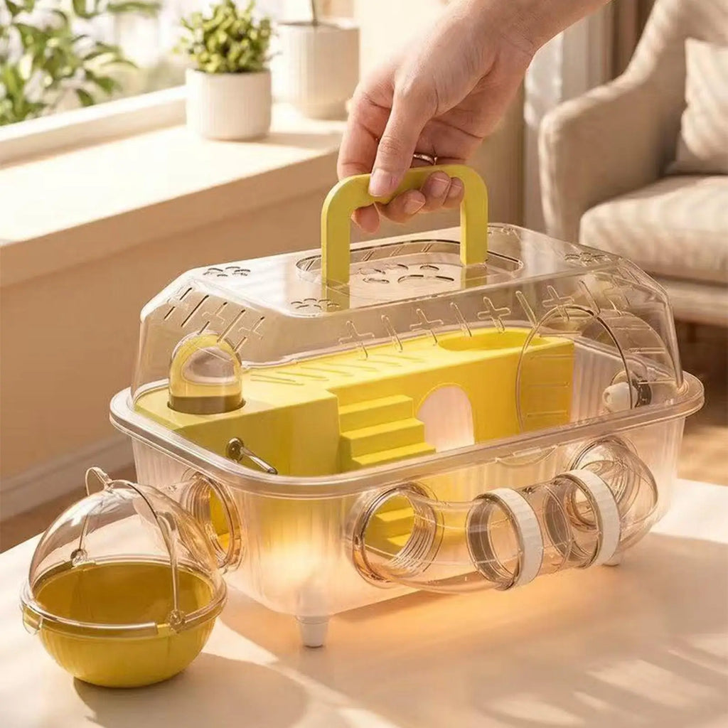 Dwarf Hamster Cage 2-Layer Detachable Transparent Carrier Tunnel Qme