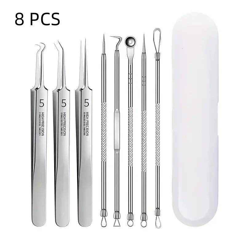 Stainless Steel Acne Clip Cell Blackhead Needle Beauty Salon Tool Qme silver