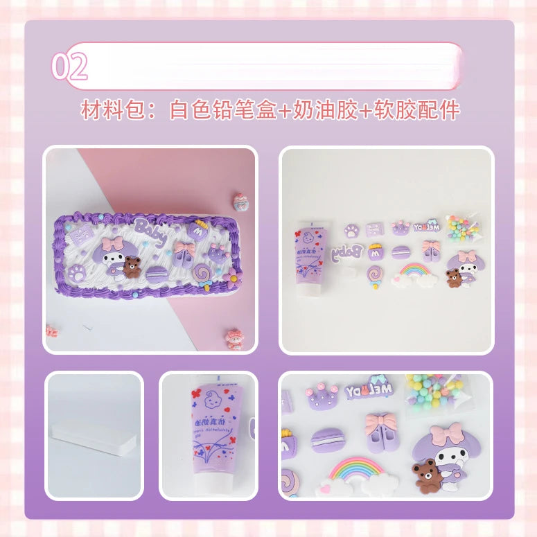 Hello Kitty DIY Pencil Case Student Craft Cream Glue Creative Qme 2
