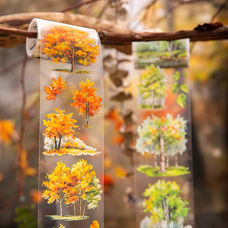 60mm*2m Forest PET Tape Collage Decor Junk Journal DIY Scrapbooking School Stationery Supplies Planner Aesthetics Masking Tapes Qme