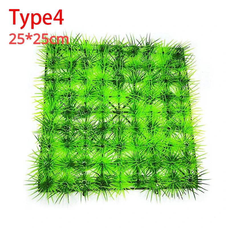 Artificial Green Grass Plant Lawn Turf Aquatic Aquarium Fish Tank Decor Fake Moss Aquarium Ornaments Aquarium Supplies Qme Type 4 2pcs