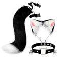 Handmade Simulation Cat Ear Headband Fox Tail Accessories Qme black