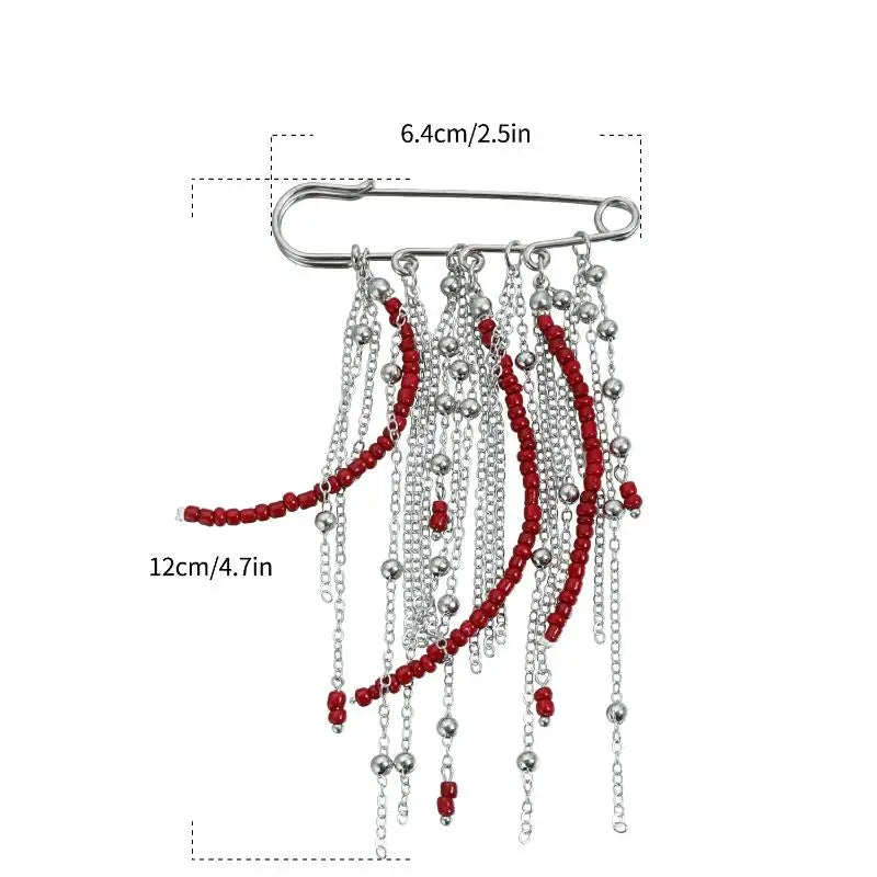 Fashion Exaggerated Beads Beaded Fringed Chain Brooch Retro Design Suit Pin Pendant Fixed Pin Party Jewelry Accessories Gifts Qme