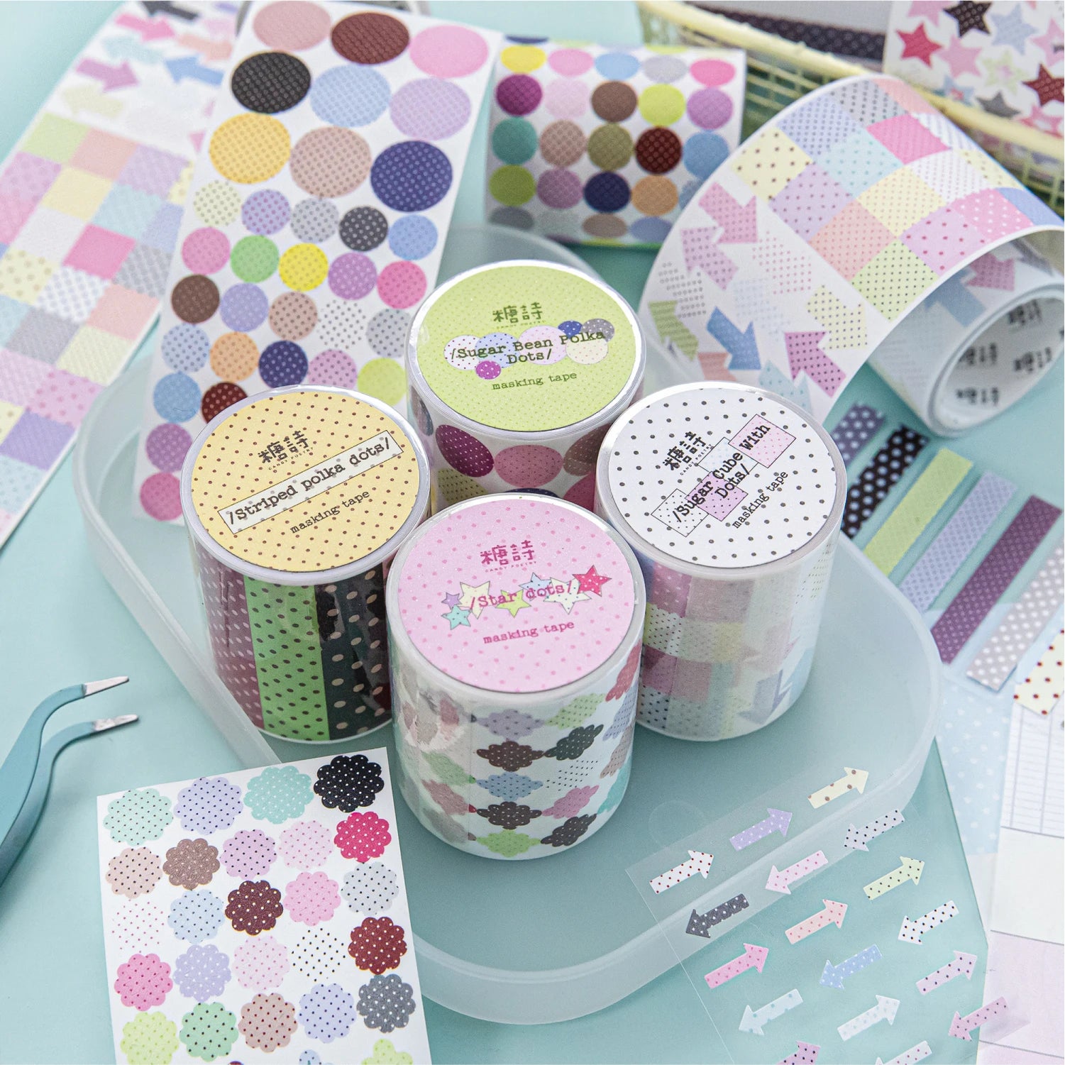 Kawaii 50mm*2m Wave Point Control Series Masking Tapes for DIY Collage Scrapbooking School Stationery Creative Journal Label Qme