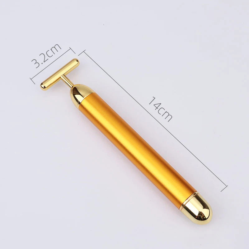 24K Gold Roller Vibrating Facial Massager Slimming Skin Beauty Pulse Qme Gold China Mainland