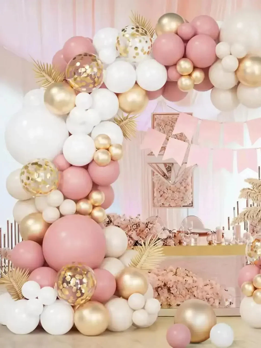 Retro Pink White Gold Balloons Garland Arch Kit Birthday Party Decoration Kids Baby Shower Wedding Party Supplies Letax Ballons Qme