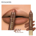 2In1 Matte Lipstick Pencil Waterproof Long Lasting Lip Brown Velvet Qme 02