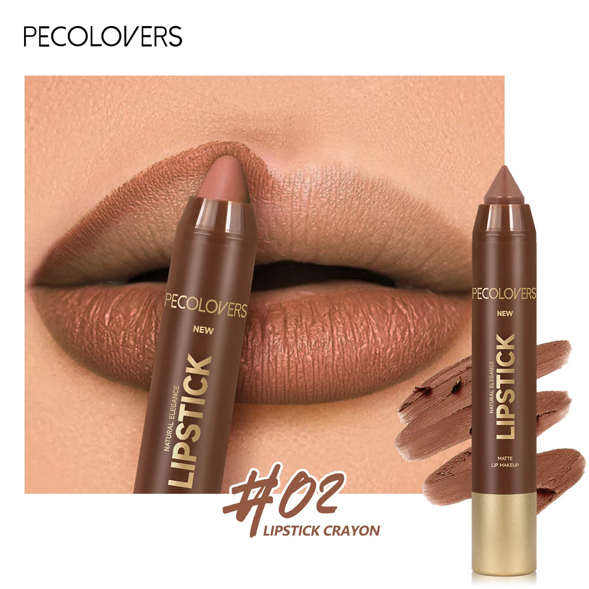 2In1 Matte Lipstick Pencil Waterproof Long Lasting Lip Brown Velvet Qme 02