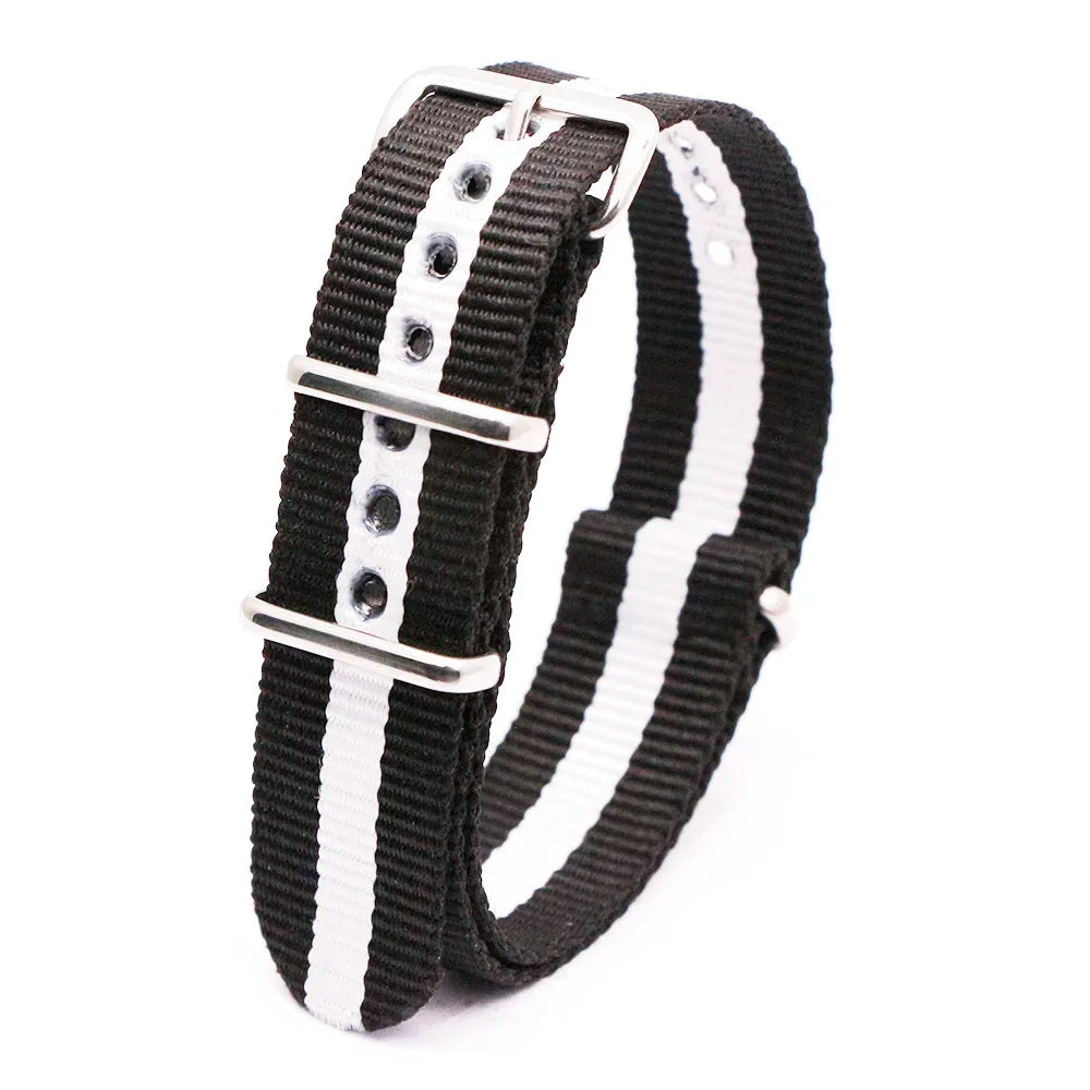Durable Striped Nylon Wristband Bracelet Watch Band Universal Strap