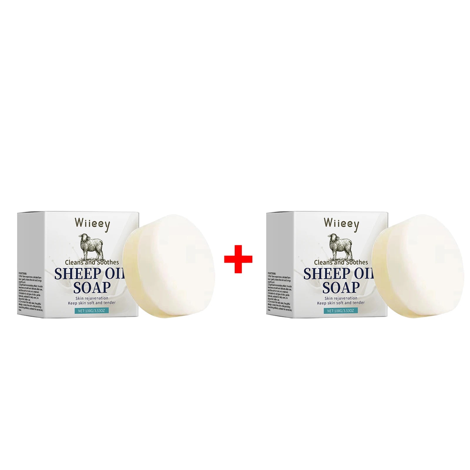 Natural Sheep Oil Soap Children Deeply Cleaning Remove Stains Improve Qme 2 x 100g Boxed