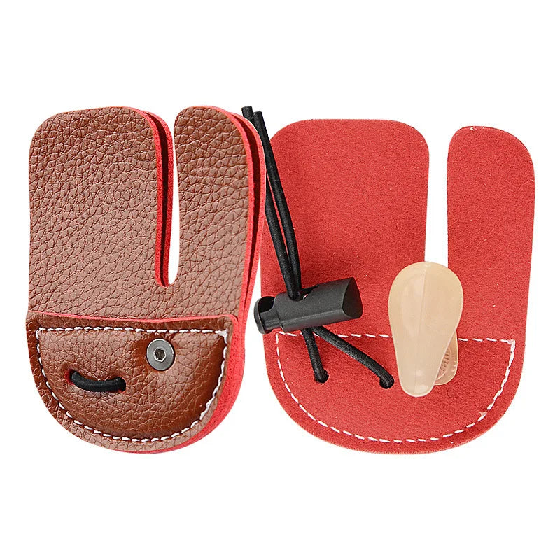 3pcs Archery Finger Guard Recurve Bow Mediterranean Style Single Double Layer 3-Finger Protector Shooting Sports Fitness Gear Qme Brown-DoubleLayer