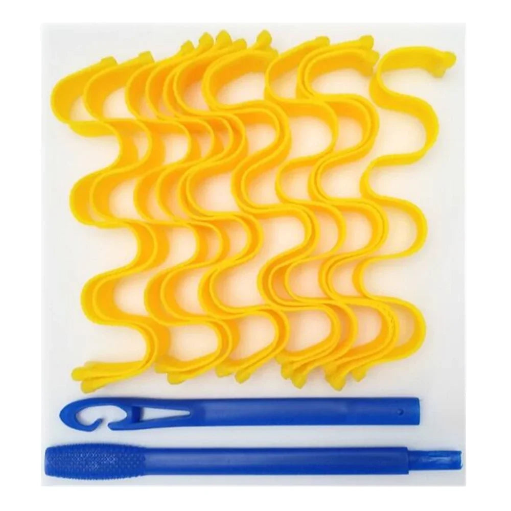 Heatless Hair Curler No Heat Rollers Soft Curls Curling Rod Roller Qme 30CM yellow