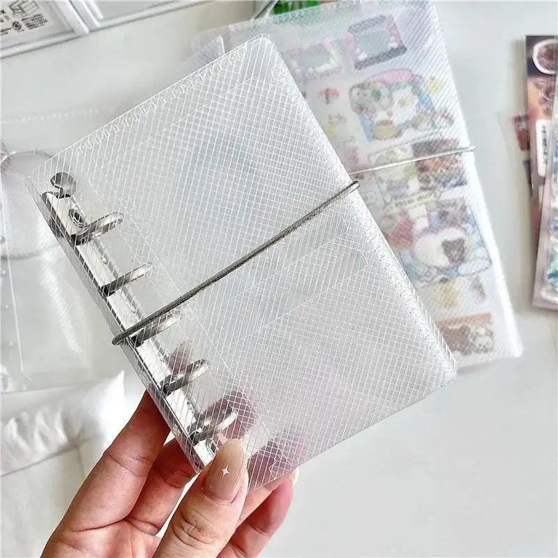 M5 A6 Diagonal PP Three Fold Loose Notebook Cover Mini Portable Qme