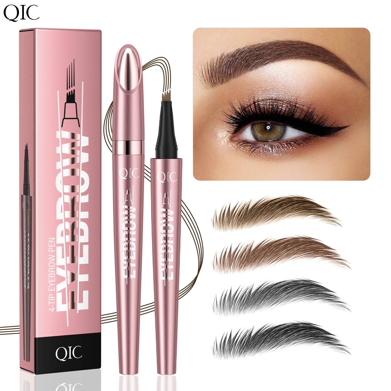 Four Claw Liquid Eyebrow Pen Waterproof Sweatproof Long Lasting 3D Wild Brow Microblading Makeup for Beginners Qme
