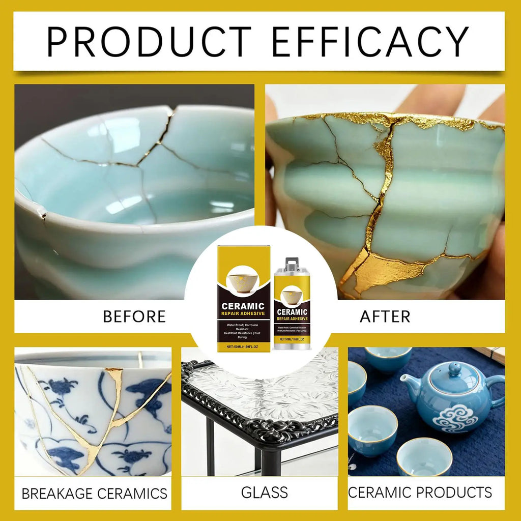 Porcelain Repair Broken Ceramics Glass Glue Adhesive Refinishing Art Qme