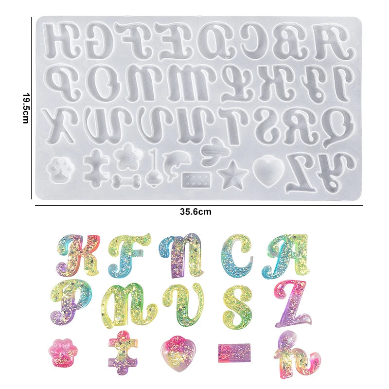 Alphabet Resin Silicone Mould Resin Letter Number Molds Alphabet Keychain Molds for DIY Keychain Jewelry Pendant Making Qme 10