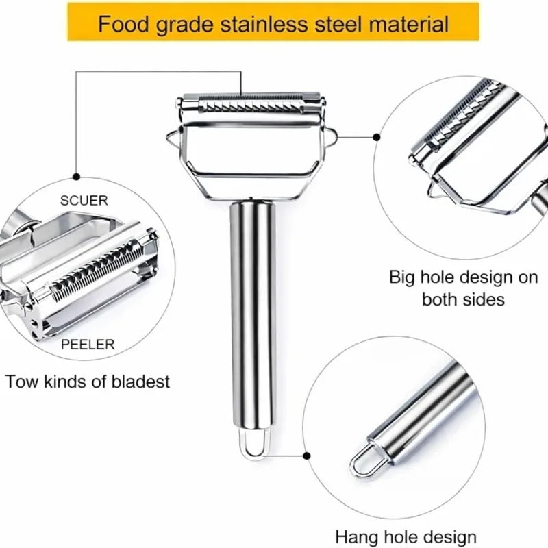 Stainless Steel Kitchen Peeler Fruits Vegetables Potatoes Carrots Cucumbers Grater Multifunctional Household Peeler Shredder Qme