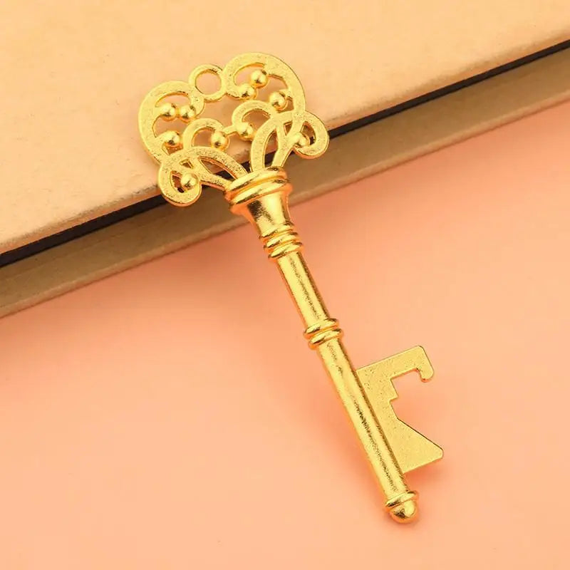 Creative Portable Vintage Key Shaped Alloy Keychain Beer Bottle Qme Gold