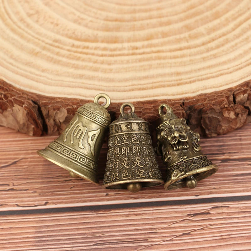 Antique Alloy Car Pendant Three Lion Bell Wind Chime Vintage Feng Qme