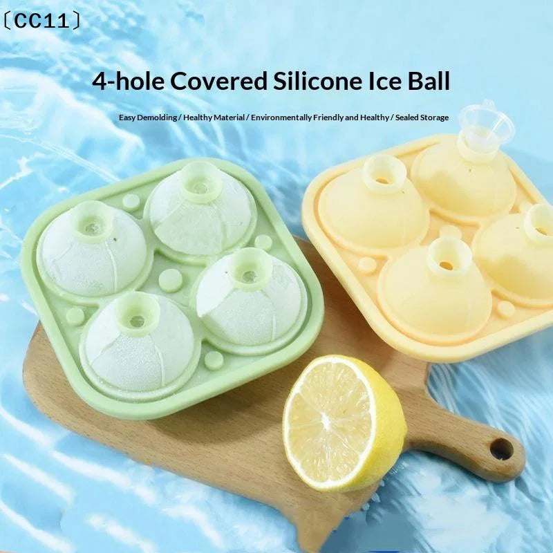 4-Hole Large Silicone Trays Big Round Sphere Ice Shape Cube Mold Tray Qme