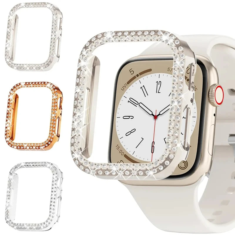 Diamond Case For Apple Watch Cover 9 8 7 41mm 45mm 44mm 40mm Bling Bumper Protector Shell For iWatch Series 8 3 4 5 6 SE Qme
