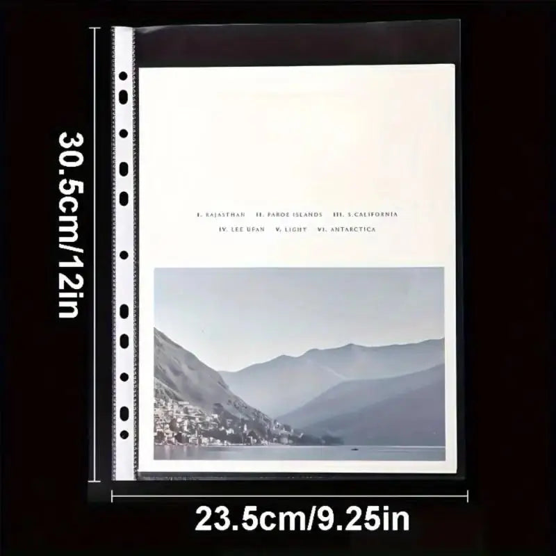 Clear A4 Plastic File Folders 11-Hole 3-Ring Binder Compatible Qme