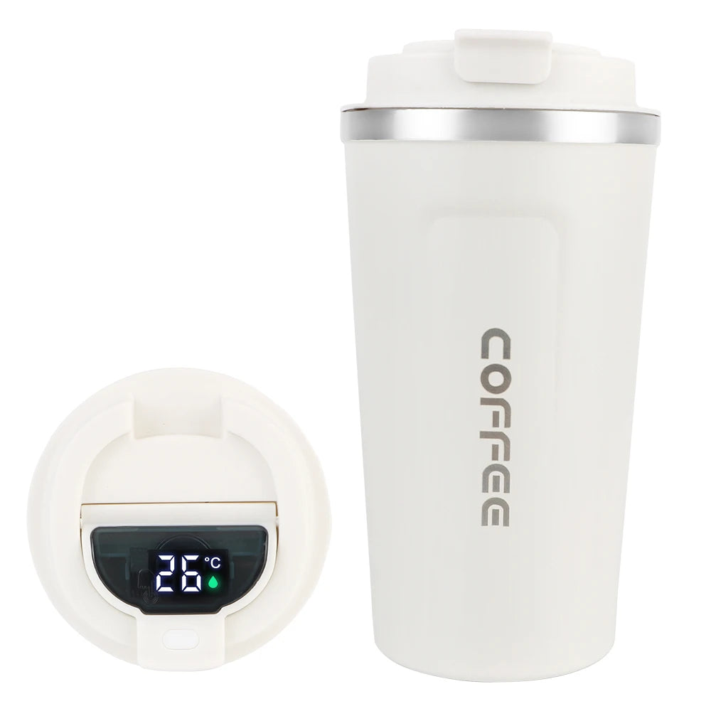 Mug Car Thermos 380 Leak Proof Travel Thermo Cup Tea Water Coffee Qme 510ml White Digit 401-500ml