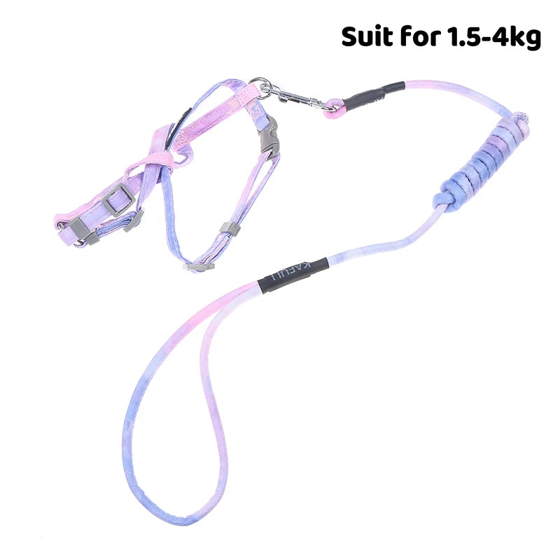 Kitten Harness Pet Traction Supplies Collar Small Cat Outdoor Leash Qme Purple S