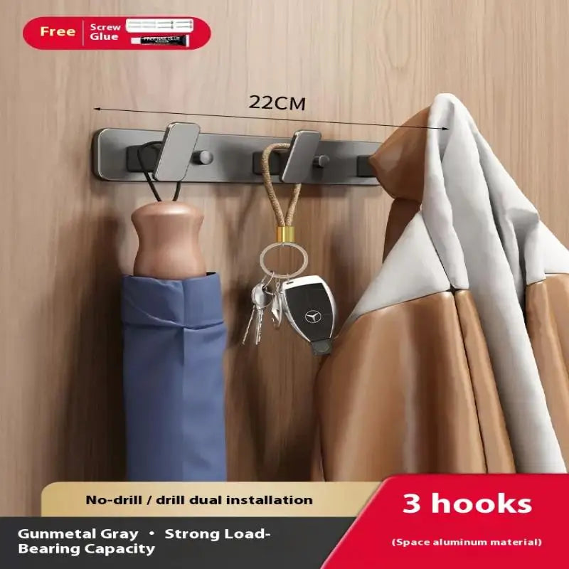 Drill-free Hanging Hook Wall Strong Self Adhesive Hanger Sticky Qme Gray 3Hook