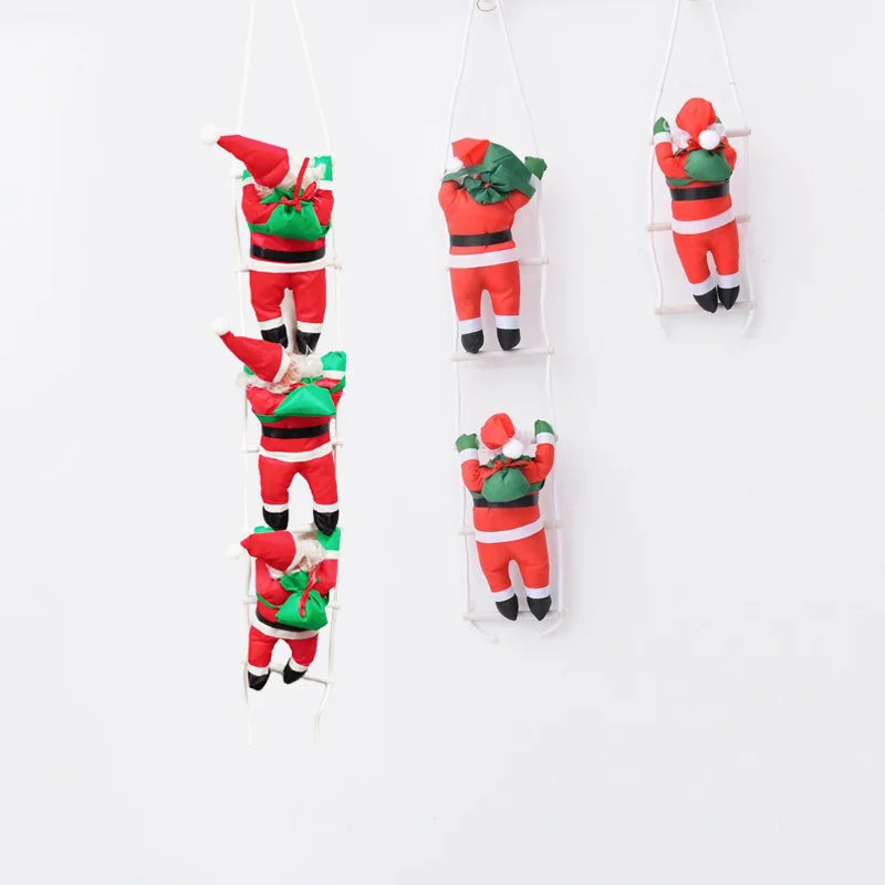 Climbing Ladder Rope Santa Doll Xmas Hanging Ornament Window Showcase Qme