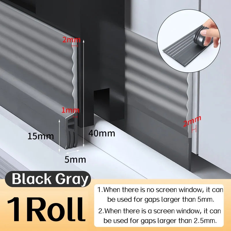 4/2M Sliding Window Sealing Strip Winter Windproof Soundproof Window Sealing Strip Door Sealing Gap Insect Proof Filling Strip Qme Black Grey 2m