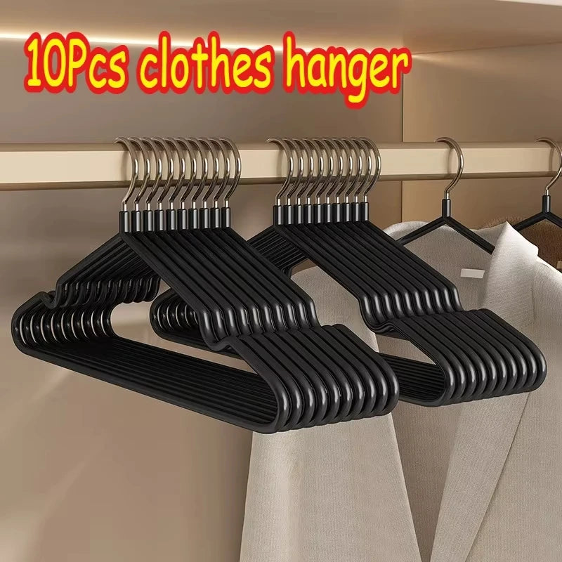 10PCS Non-slip Dip Plastic Clothes Hanger Dormitory Clothes Drying Adult Clothes Drying Rack Household Thick Clothes Support Qme 10pcs black