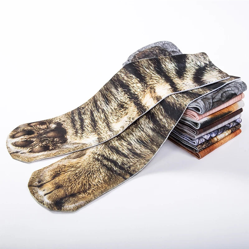 Funny Animal Paw Socks Cat Tiger Leg Toe Men Women Party Outdoor Qme
